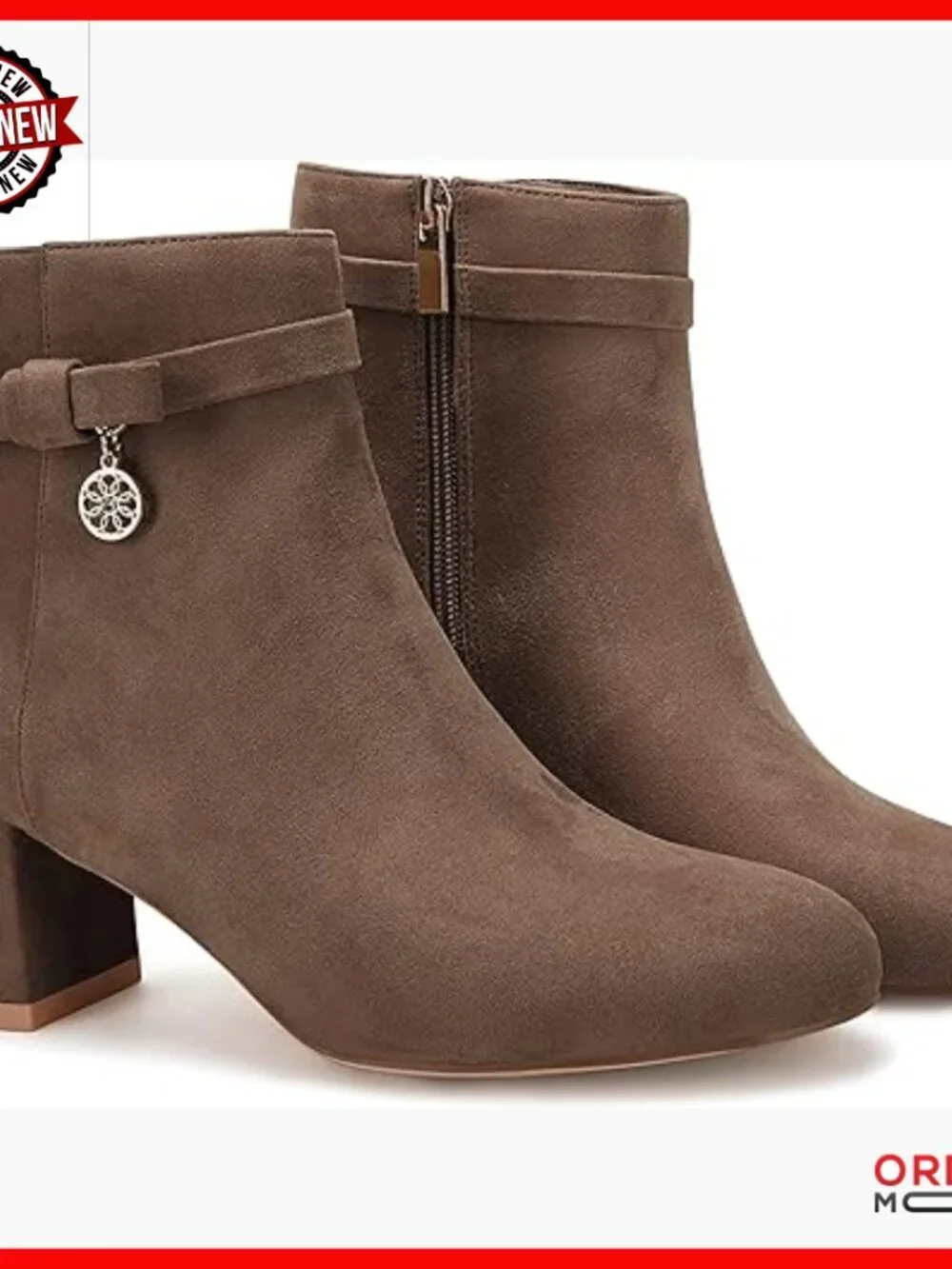 Chunky Block Heel Ankle Boots with Side Zipper Vintage Tie Knot Booties